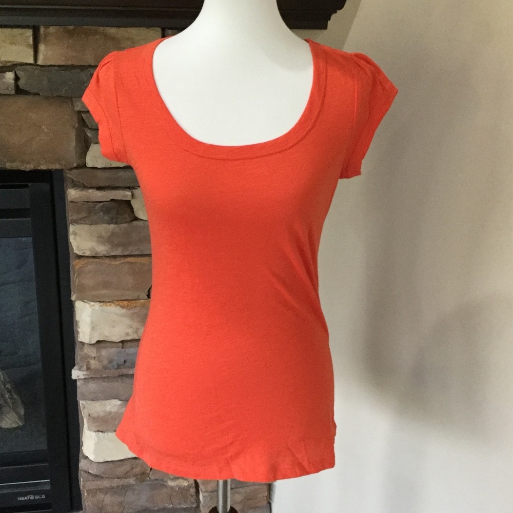 Maurices Orange Scoop Neck Short Sleeve T-Shirt